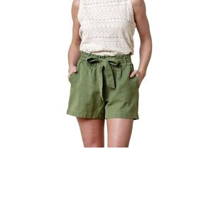 Linen and Organic Cotton Olive High Waist Women's Shorts